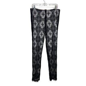 ALEXIS Black Lace Up Pants With Floral Pattern size Medium